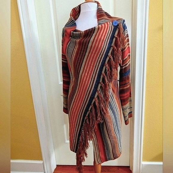 Military Hippie Cardigan Wrap Sweater  Made in the USA  Stylish - Picture 2 of 12